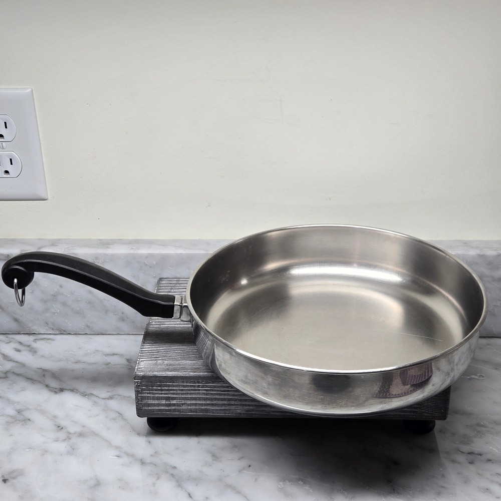 Vintage Faberware 10 Inch Skillet Fry Pan Stainless Steel Aluminum‎ Clad, No Lid